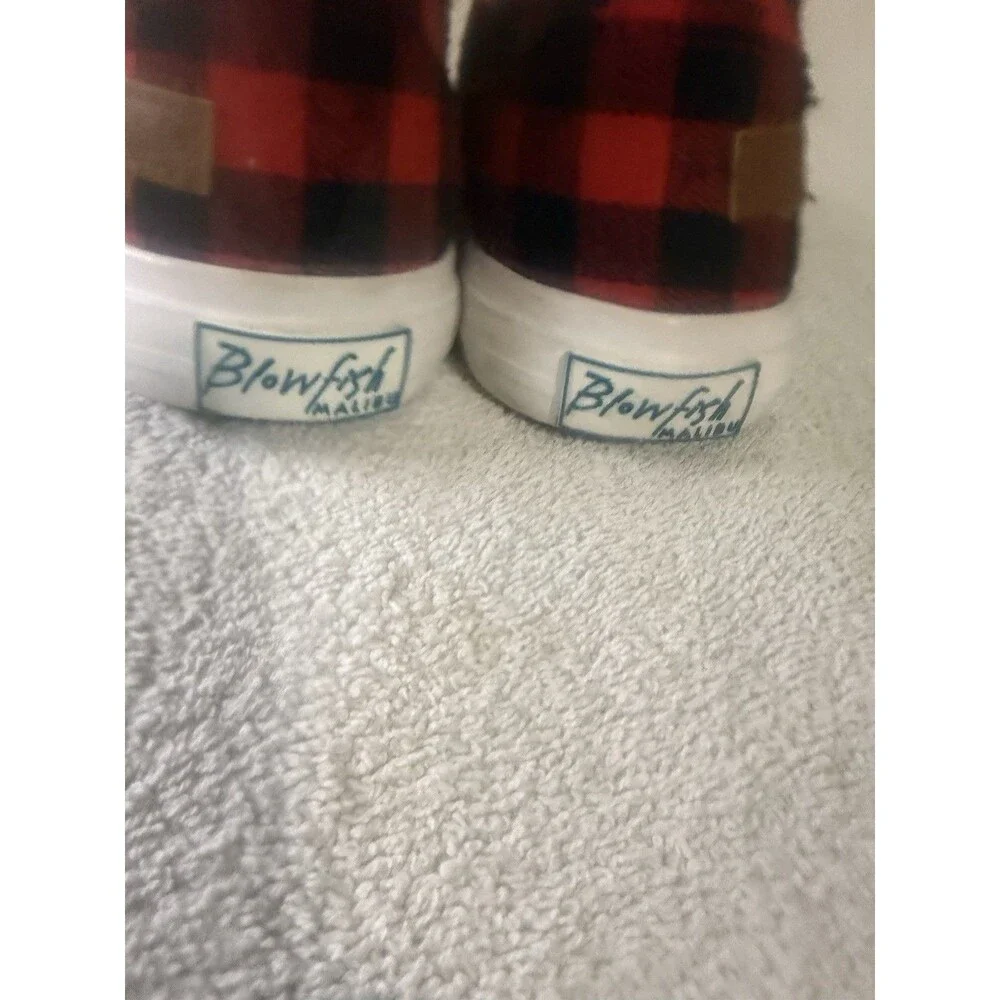 Blowfish Malibu "Maxine" Red and Black Check Plaid Sneakers Women Size 7 - Picture 7 of 10